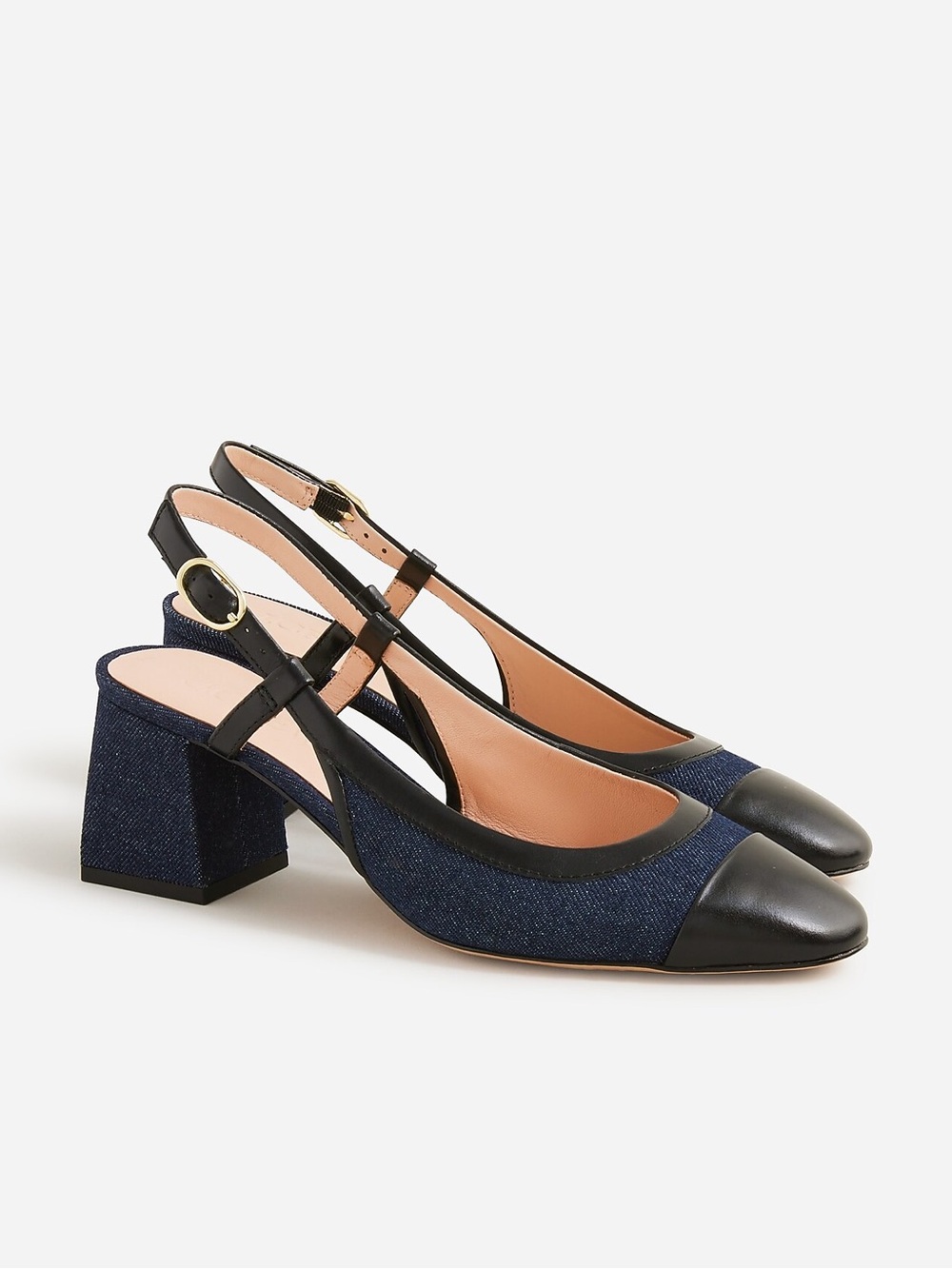 Layne cap toe heels in washed denim